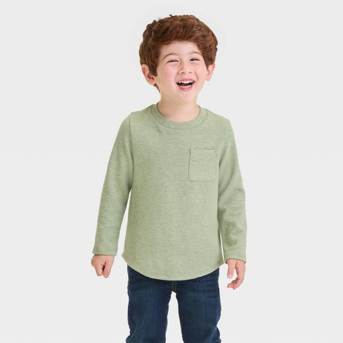 Toddler Boys' Long Sleeve Ottoman T-Shirt - Cat & Jack™ Olive Green 5T