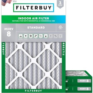 Filterbuy 16x22x2 Air Filter (3-Pack), Pleated MERV 8 Dust Defense Replacement HVAC AC Furnace Filters (Actual Size: 16.00 x 22.00 x 1.75) - 1 of 4