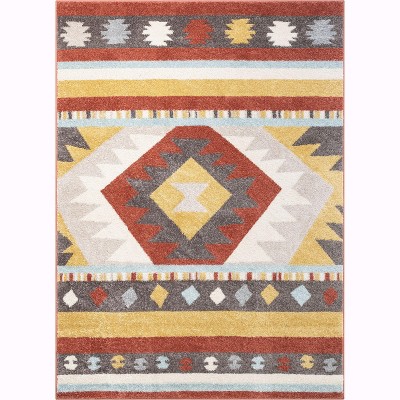 Well Woven Medallion Geometric Terracotta Area Rug