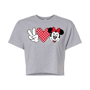 Women's - Disney - Peace Love Minnie Cropped Graphic T-Shirt - 1 of 4