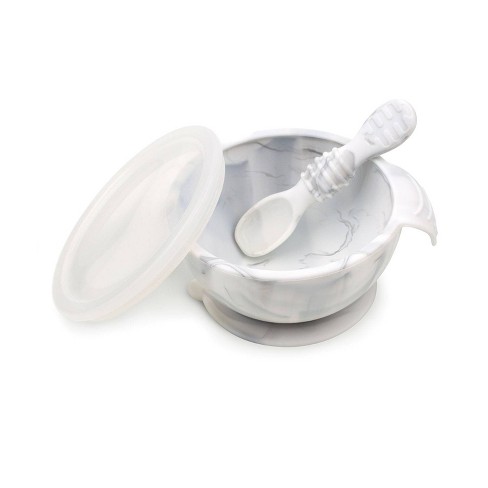Magic Stay-put Baby Bowl & Spoon Set in Brilliant Gray – Ever After Baby
