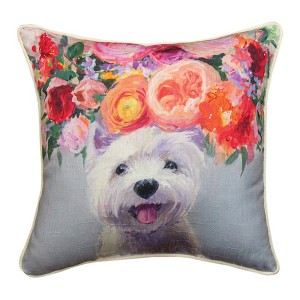 Dog Lover’s Accent Pillow – Dogs in Bloom 18 Inch by Manual Woodworkers and Weavers - 1 of 3