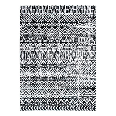 5x7 Washable Area Rug Clearance - Stain Resistant Rugs Non Slip Backing  Soft Living Room Carpet for Bedroom Kitchen Dorm (Black, 5X7)