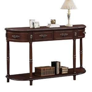 Vynxaria Retro Solid Pine Console Table 2 Real Middle Drawers and Shelf, Roman Legs, 250LBS Top Capacity, Easy Assembly - 1 of 4