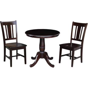 International Concepts K15-30RT-C10-2 Dining Table with Chairs, Rh Mocha