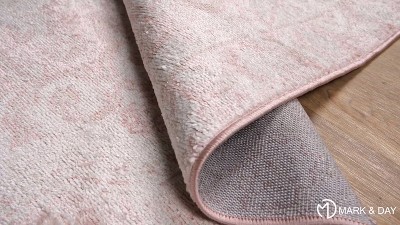 Bakkerom 5'2" x 7' Cream and Blush Synthetic Fur Area Rug