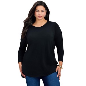 Avenue Women's Plus Size Faye 2Pc L Slv Tunic - 1 of 4