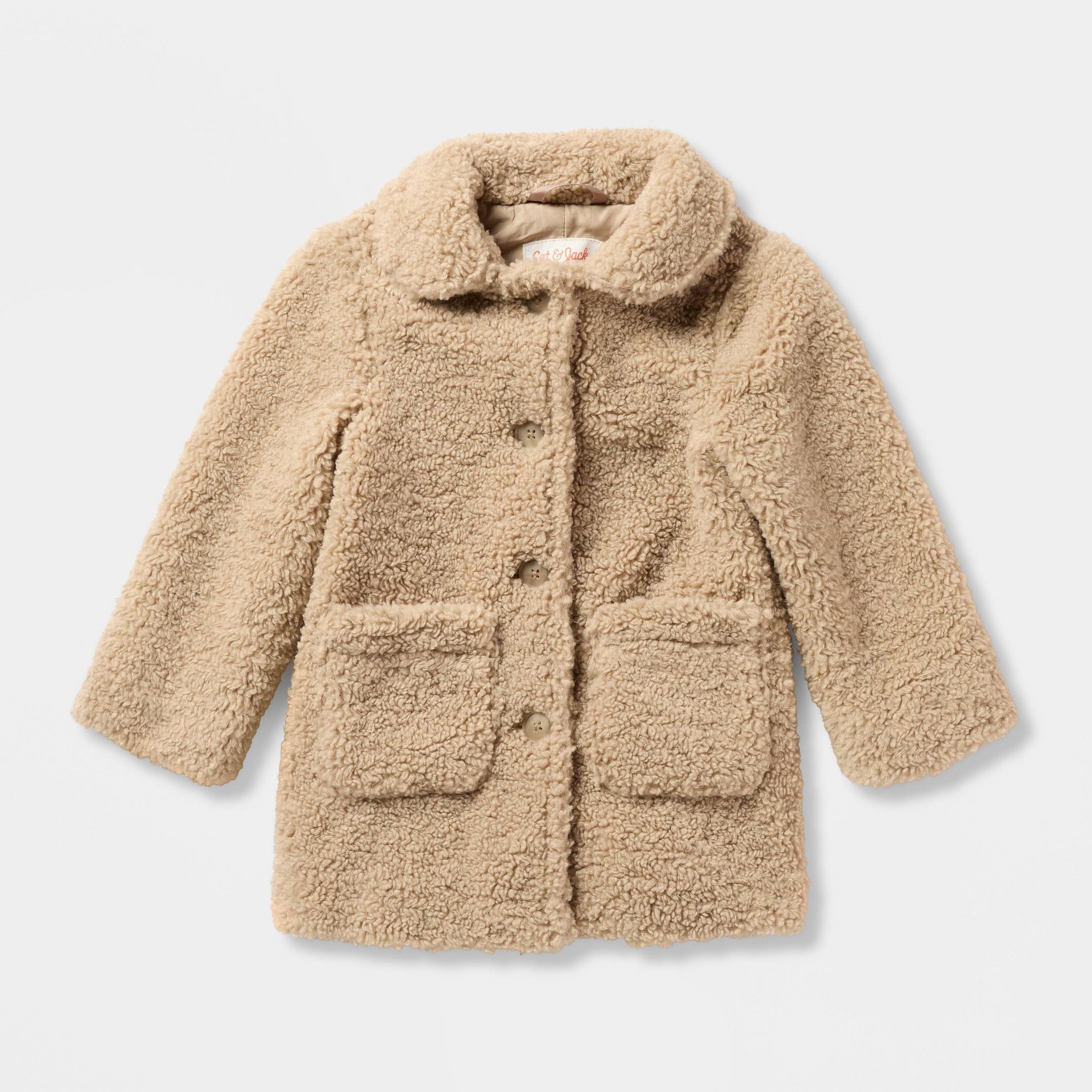 Toddler Holiday Dressy Cozy Teddy Fleece Overcoat - Cat & Jack™ Tan