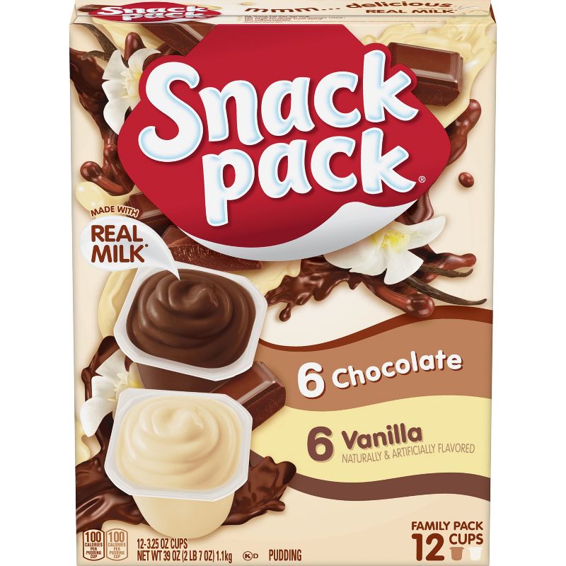 Snack Pack Chocolate and Vanilla Pudding - 39oz/12ct, 1 of 5
