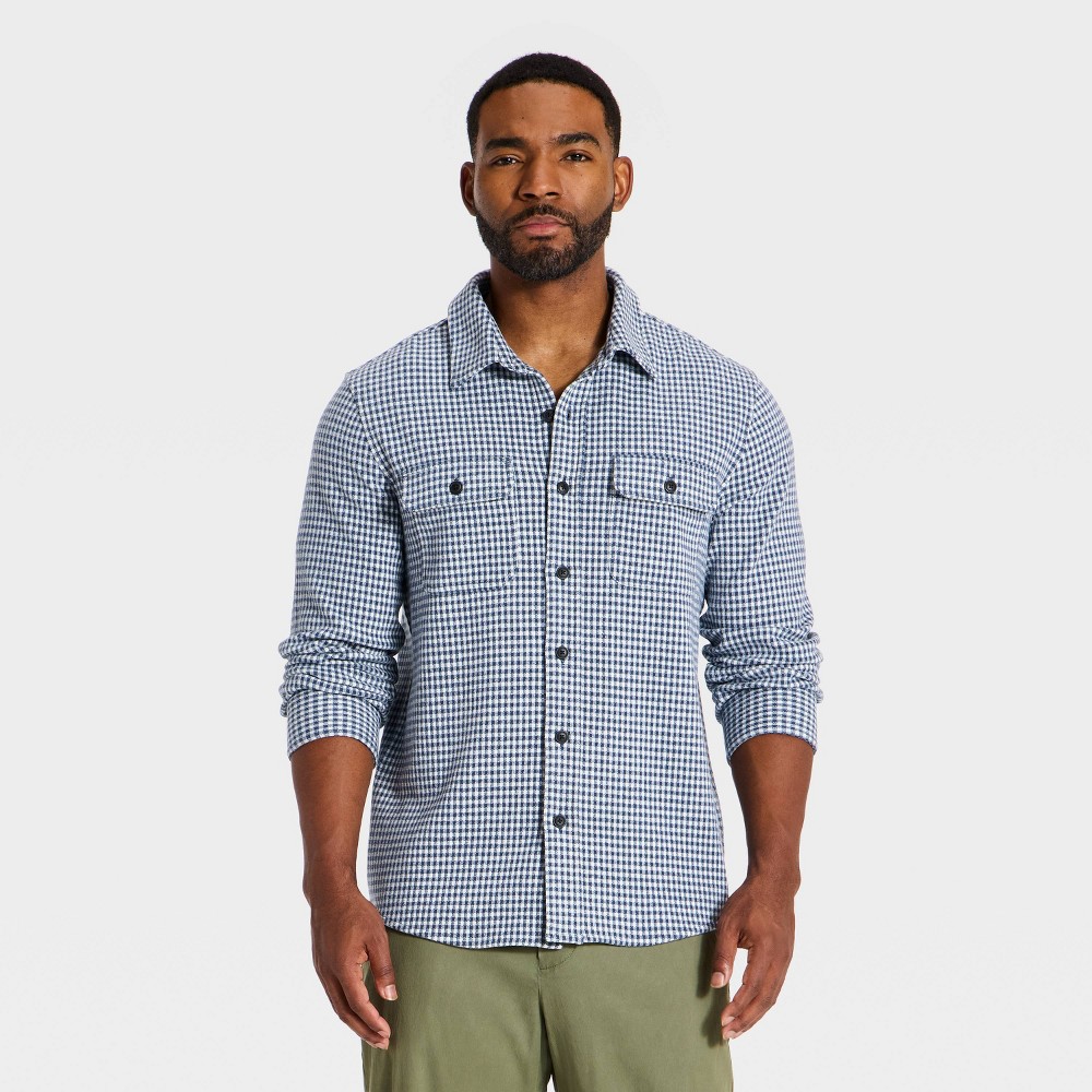 Men's Vintage Brushed Button-Up Shirt - Goodfellow & Co™ Blue L