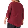 Agnes Orinda Women's Plus Size Double Layers Mesh Ruffle 3/4 Sleeve V Neck Casual Tunic Tops - 4 of 4