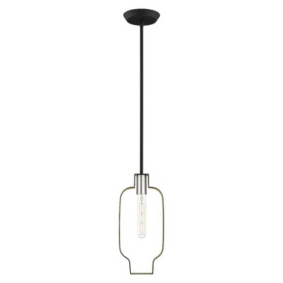 Modern Mini Crystal-Nickel Pendant with Black & Winter Gold Shade