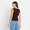 Women's Denim Peplin Tank Top - Future Collective Dark Brown - 2 of 3