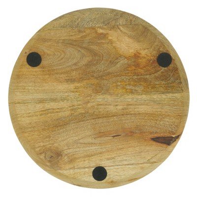 Rust Striped Mango Wood Round Table Chargers, Set of 4