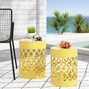 TUYOHW Round Patio End Table,Metal Patio Side Table for Backyard,Pool, Indoor Companion,Durable and Rustproof,2PC - 1 of 4