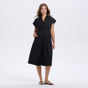 Women's Short Sleeve Pleated Midi Shirtdress - A New Day™ - 1 of 3