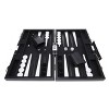 WE Games Black with Stripe Leatherette Backgammon Set, 14.75 x 9.75 in. closed - 2 of 4
