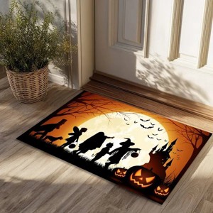 Halloween Pumpkin Ghost Home Decor Doormat, Suitable for Entrance, Bedroom, Living Room, Bathroom, Kitchen, Absorbent and Non-Slip Rug - 1 of 4
