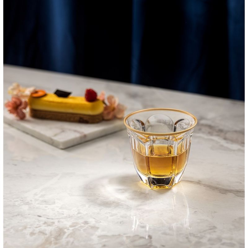 JoyJolt Windsor Crystal Double Old Fashion Glass - Set of 2 Whiskey Tumbler Glass Set with Gold Rim - 7.4 oz, 2 of 8