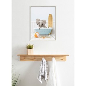 Kate & Laurel All Things Decor 18"x24" Sylvie Elephant House Framed Canvas by Amy Peterson - 1 of 4