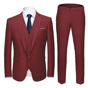 Cloudstyle Mens 3-Piece Suit Notched Lapel One Button Slim Fit Formal Jacket Vest Pants Set - 1 of 4