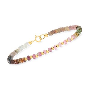 Ross-Simons 16.00-20.00 ct. t.w. Multicolored Tourmaline Bead Bracelet in 10kt Yellow Gold - 1 of 3