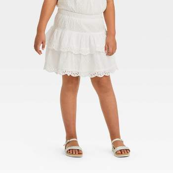 Girls' Tiered Woven Pull-On Skirt - Cat & Jack™ White