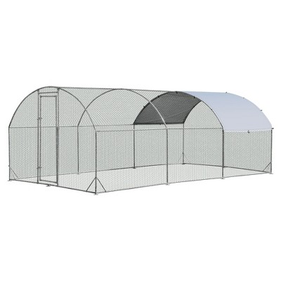Tangkula Large Metal Chicken Coop Outdoor Galvanized Dome Cage w/ Cover 9 ft x 19 ft