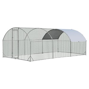 Tangkula Large Metal Chicken Coop Outdoor Galvanized Dome Cage w/ Cover 9 ft x 19 ft - 1 of 4