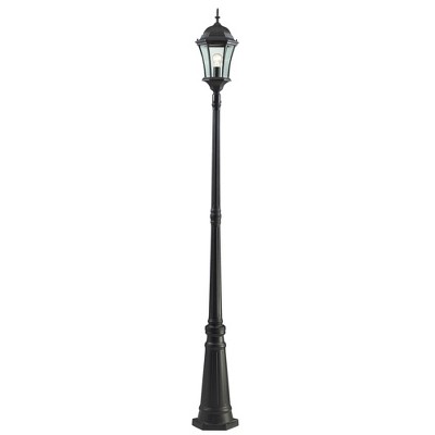 1 Light Classic Outdoor Lamp Post with Beveled Glass Shade Black - Aurora Lighting