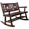 MOEPISY Outdoor Wood Rocking Bench Carbonized Double Rocking Chair For 2 Persons With Wide Curved Seat - 4 of 4