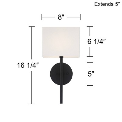 Modern Black Linen-Shade Wall Sconce 12" High Direct Wired