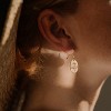 Pearl Dangle Hoop Earrings for Women - Dainty14K Gold Plated Small Drop Chain Hoops Trendy Earring Sets for - 3 of 4