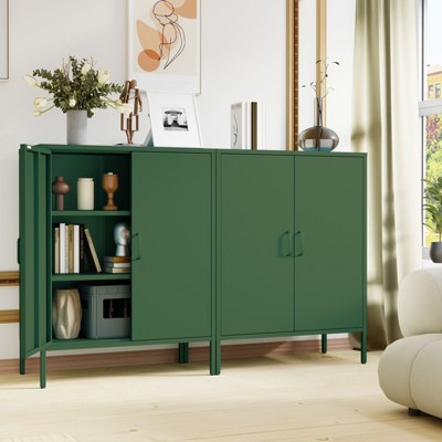 NicBex 3 Drawer File Cabinet with Lock and 2 Doors,Office Cabinet with Metal Handles,Modern Storage Cabinet,Filing Cabinet for Home Office,Army Green