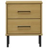 vidaXL Bedside Cabinet with Metal Legs Brown Solid Wood Pine OSLO - 4 of 4