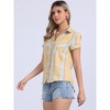 INSPIRE CHIC Women's Classic Short Sleeve Button Down Plaid Shirt - 3 of 4