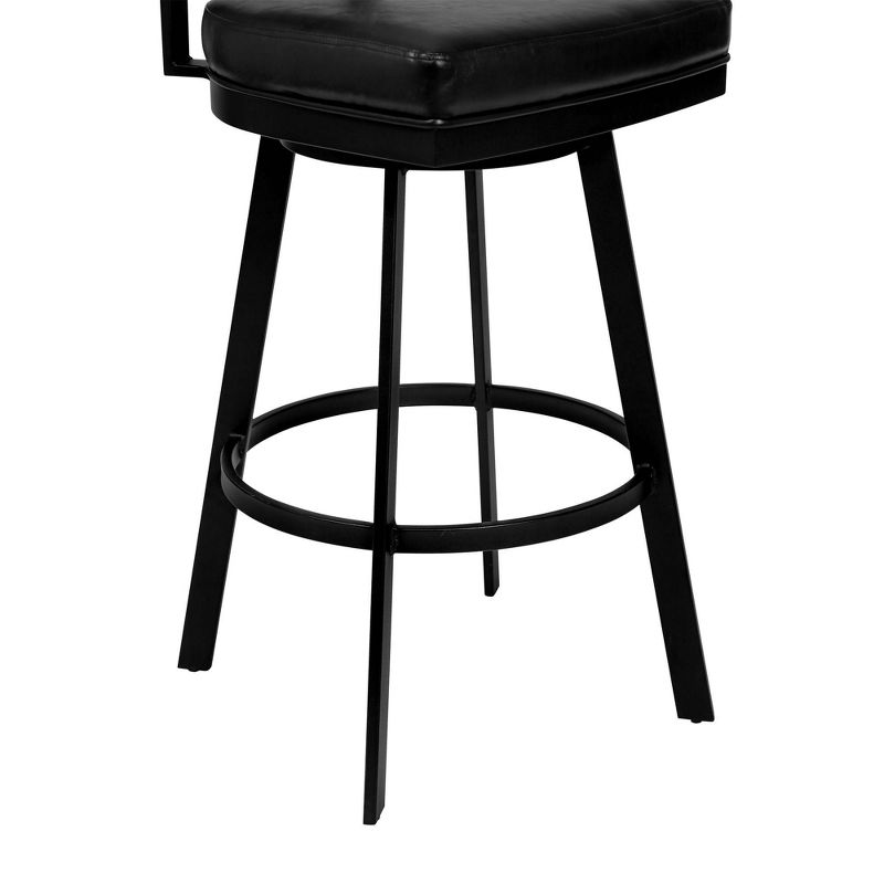 30&#34; Frisco Faux Leather Metal Barstool Black/Gray Wood Back - Armen Living, 6 of 10