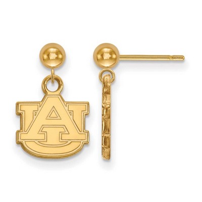 Black Bow Jewelry 14k Yellow Gold Auburn Tigers NCAA Dangle Earrings