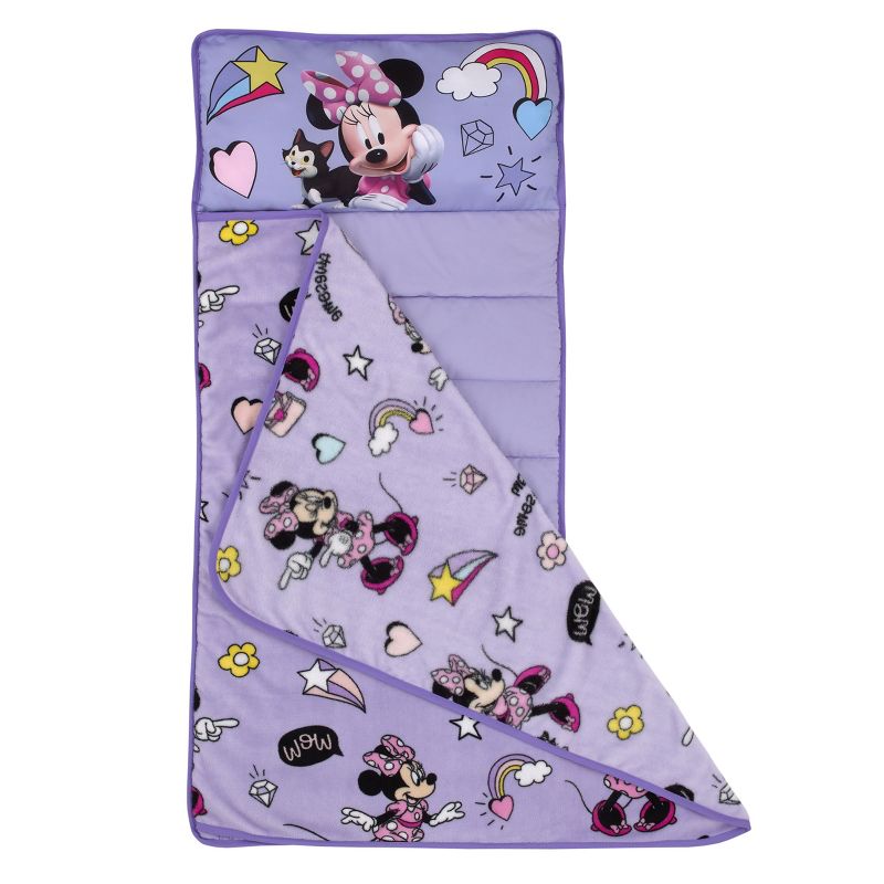Disney Minnie Mouse I am Awesome Lavender and Pink Daisy Duck, Rainbow Hearts and Stars Toddler Nap Mat, 2 of 8