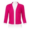 Women's 3/4 Sleeve Open Front Cropped Cardigan Sweater Lightweight Knit Short Shrugs Rose Pink S - 3 of 4