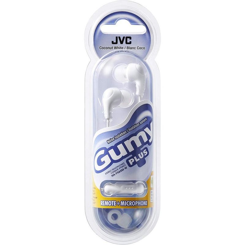 JVC - In Ear Gumy Plus Wired Earbuds with Mic - WHITE, 1 of 2