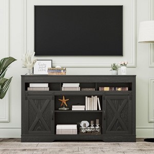 Heynemo Farmhouse TV Stand with Sliding Barn Door for TVs up to 65''+, 34" Tall Entertainment Center for Bedroom, Living Room - 1 of 4