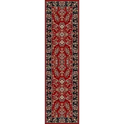 Red and Black Floral Synthetic Tufted Circle Area Rug