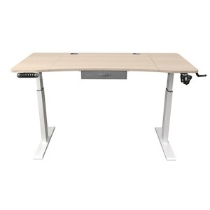 HomeRoots Adjustable Height Oak and White Metal And Wood Hi Low Sit Or Stand Desk - 1 of 4