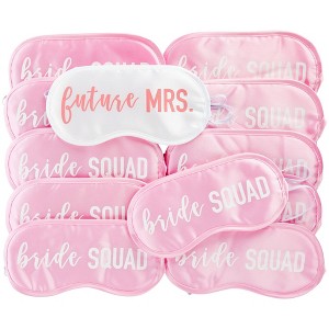 Juvale 12 Pack Bachelorette Party Favors Eye Mask Set with "Future Mrs" and "Bride Squad" Masks for Sleeping, Accessories, 4x8" - 1 of 4