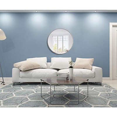 Contemporary Round Metal Frame Mirror 36" Black Finish