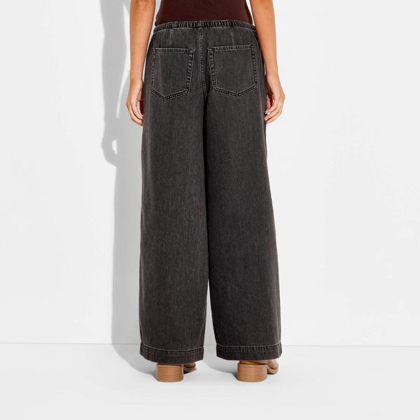 Women's Mid-Rise Baggy Leg Easy Pull-On Jeans - Wild Fable™