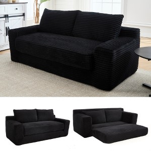 Memory Foam Corduroy Convertible 2-in-1 Sofa Bed with No Assembly, Compact Size, and Multi-Scenario Use - 1 of 4