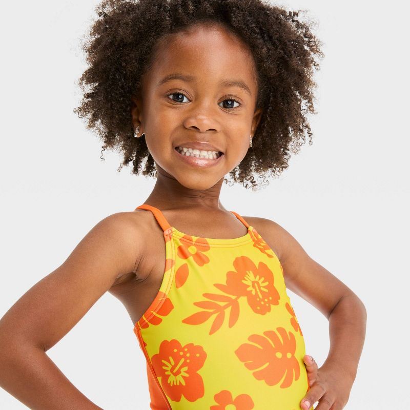 Toddler Girls' Hibiscus Floral One Piece Swimsuit - Cat & Jack™, 3 of 5