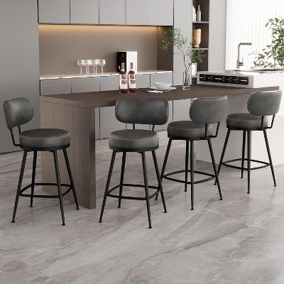 Dyonery 26.3" H Bar Stools Set of 2/4,Faux Leather Counter Height Bar Stools,Modern Backless/Back Counter Stools for Kitchen Island,Home Bar